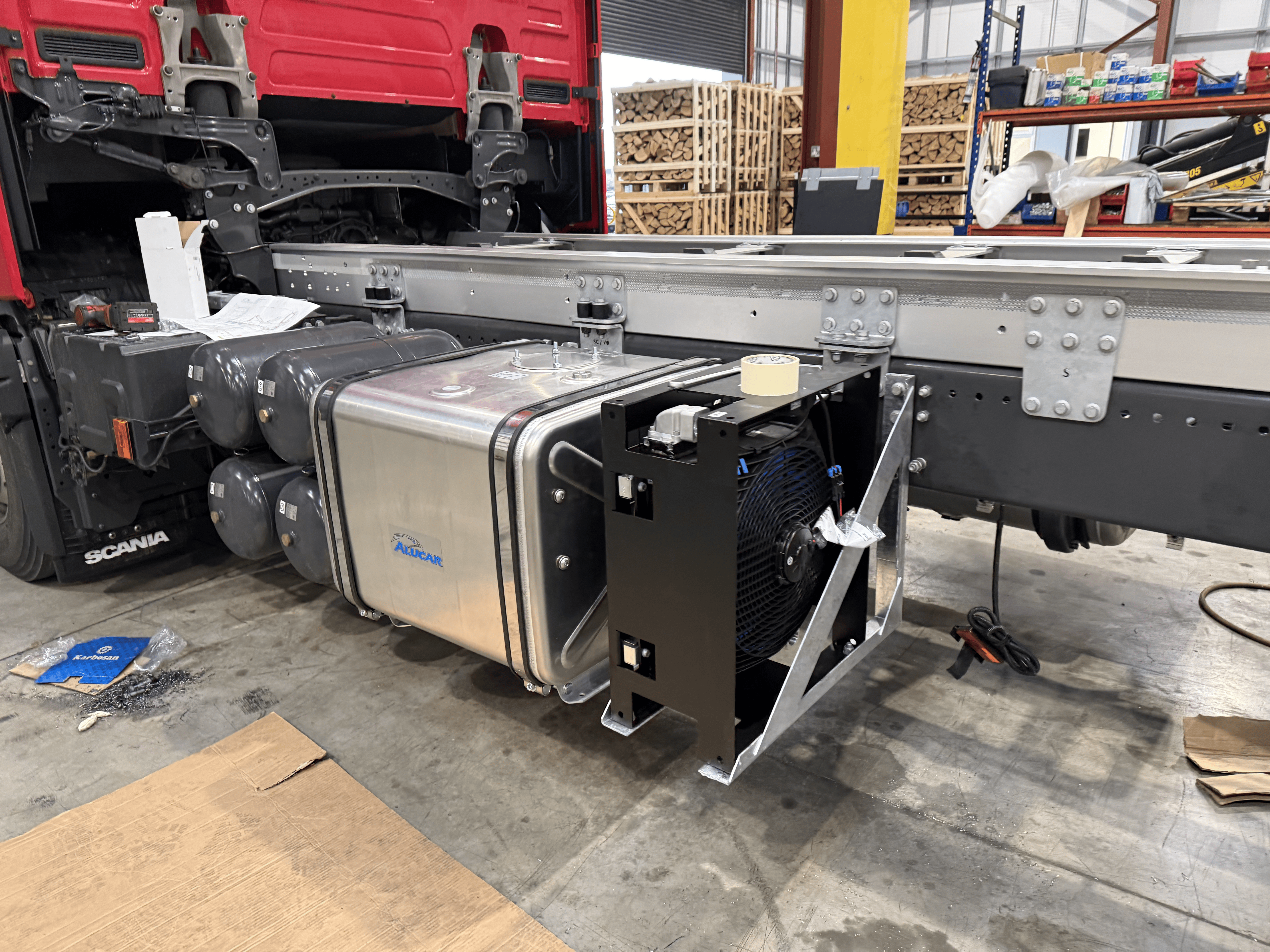 Timber truck chassis during the build at Oakleaf Forestry