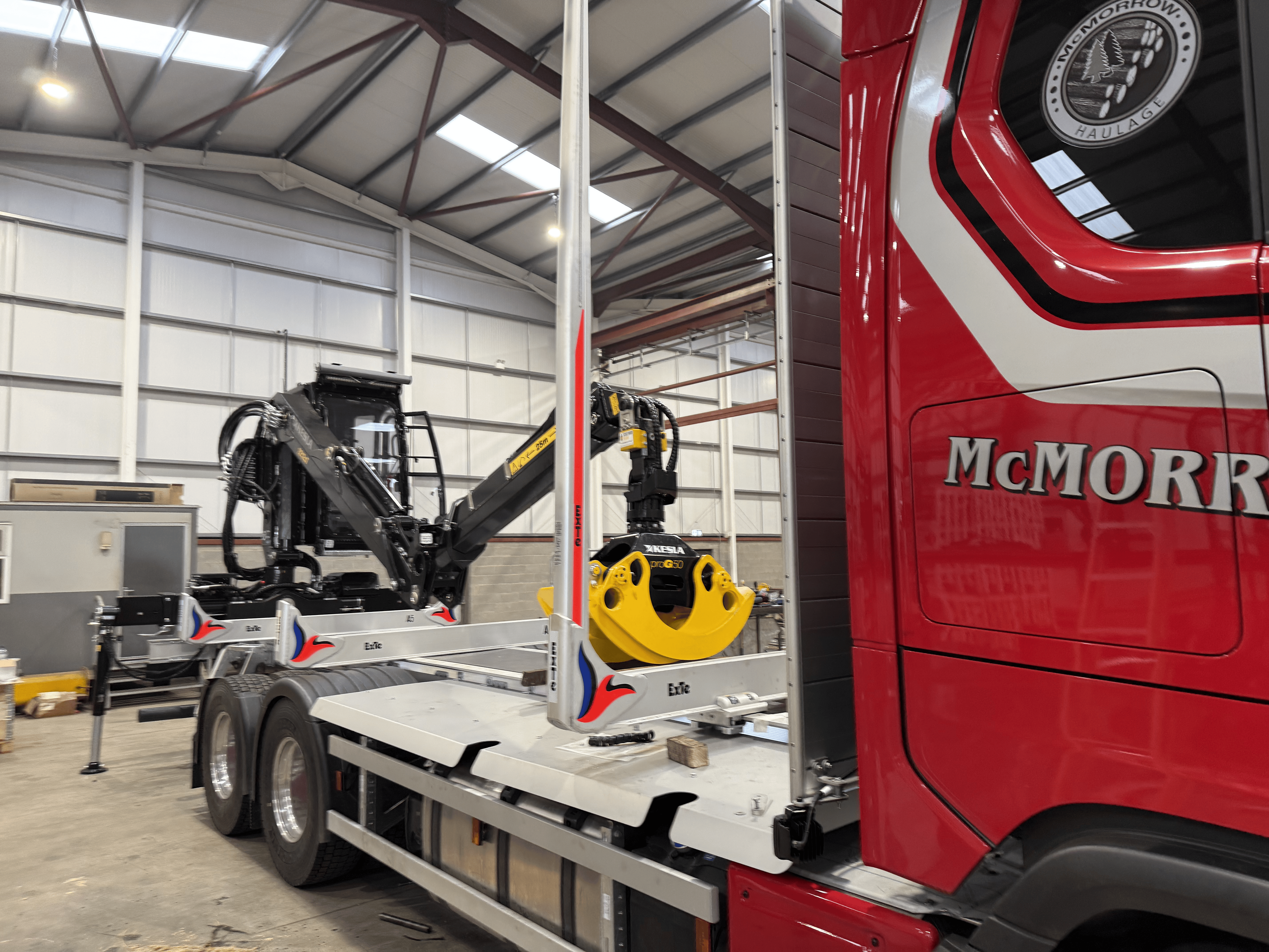 McMorrow Haulage timber truck during its workshop fit-out